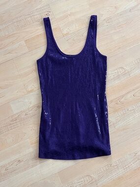 Women’s Express Sexy Basic Tank Top Purple Sequins Sparkle Glam Medium M